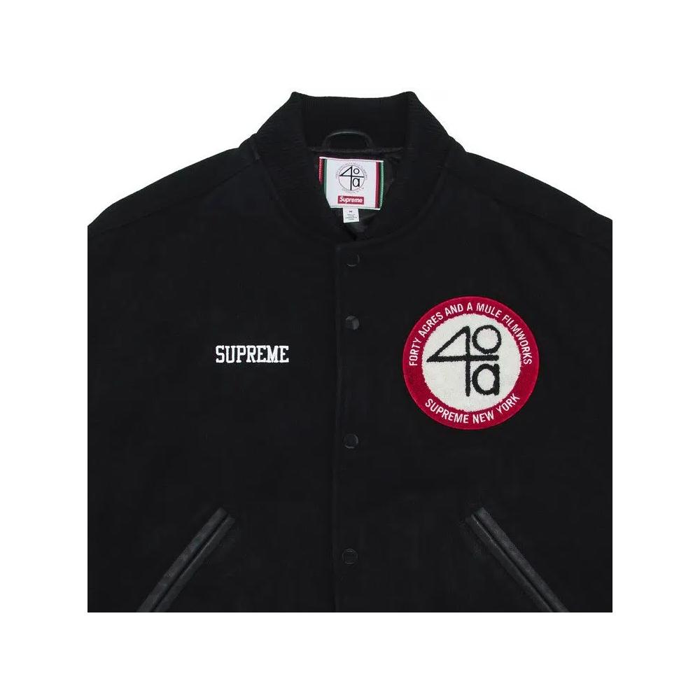 Варсити-куртки Supreme x 40 Acres Malcolm X Varsity Jacket 'Black' 3