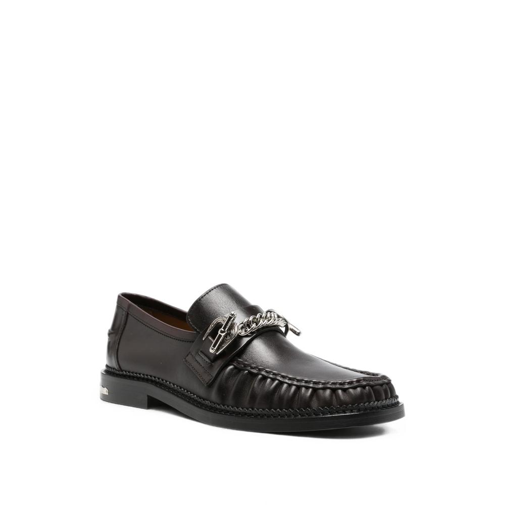 buckled chain-link leather loafers 2