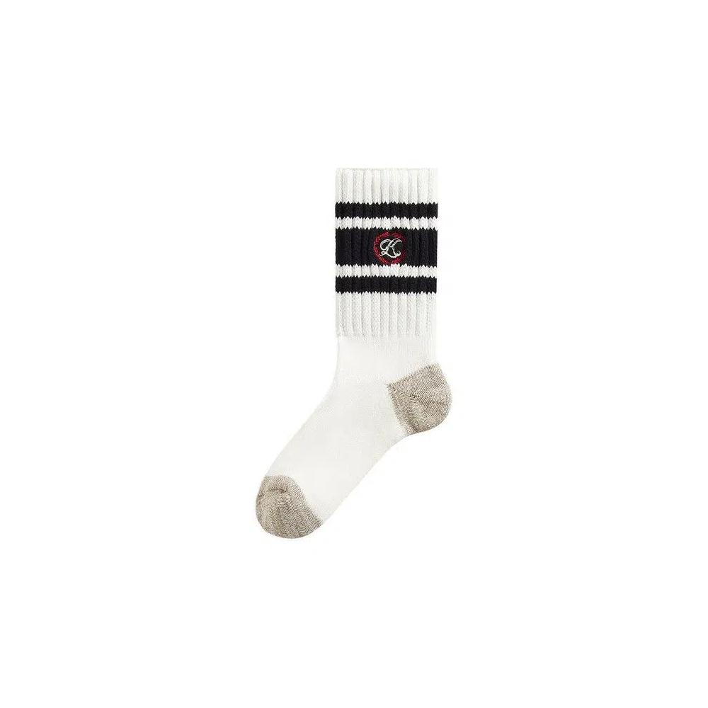 Носки и колготки Kith Script K Laurel Stripe Cotton Chunky Crew Socks 'White' 1