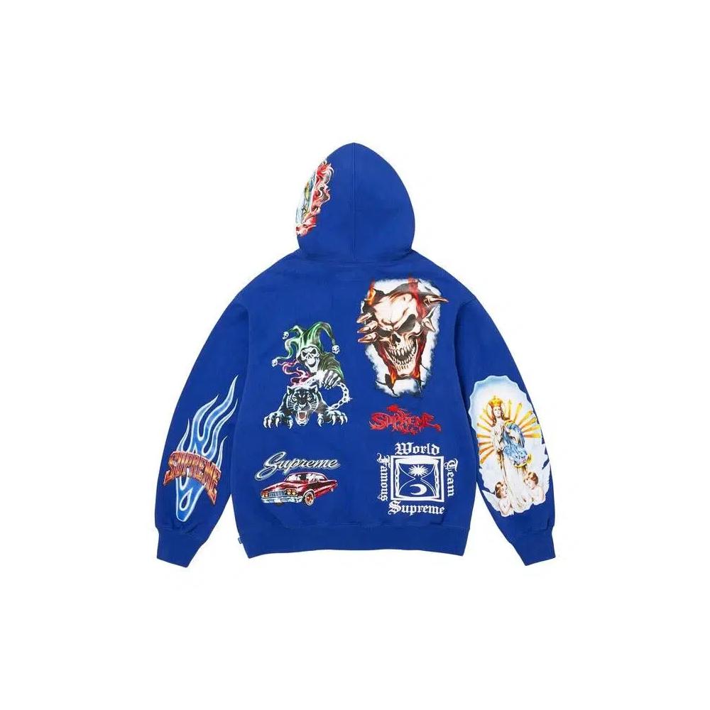 Худи Supreme Stickers на капюшоне 'Royal' 2