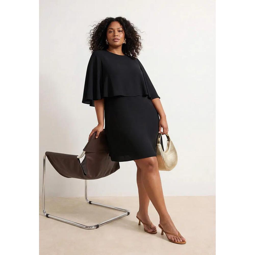 Черное платье plus size, марокен, тканое 3