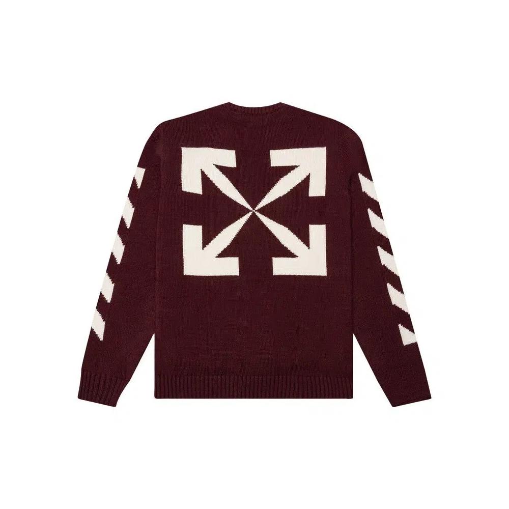 Свитера Off-White Diag Arrow вязаный свитер с круглым вырезом 'Бароло/Белый' 2