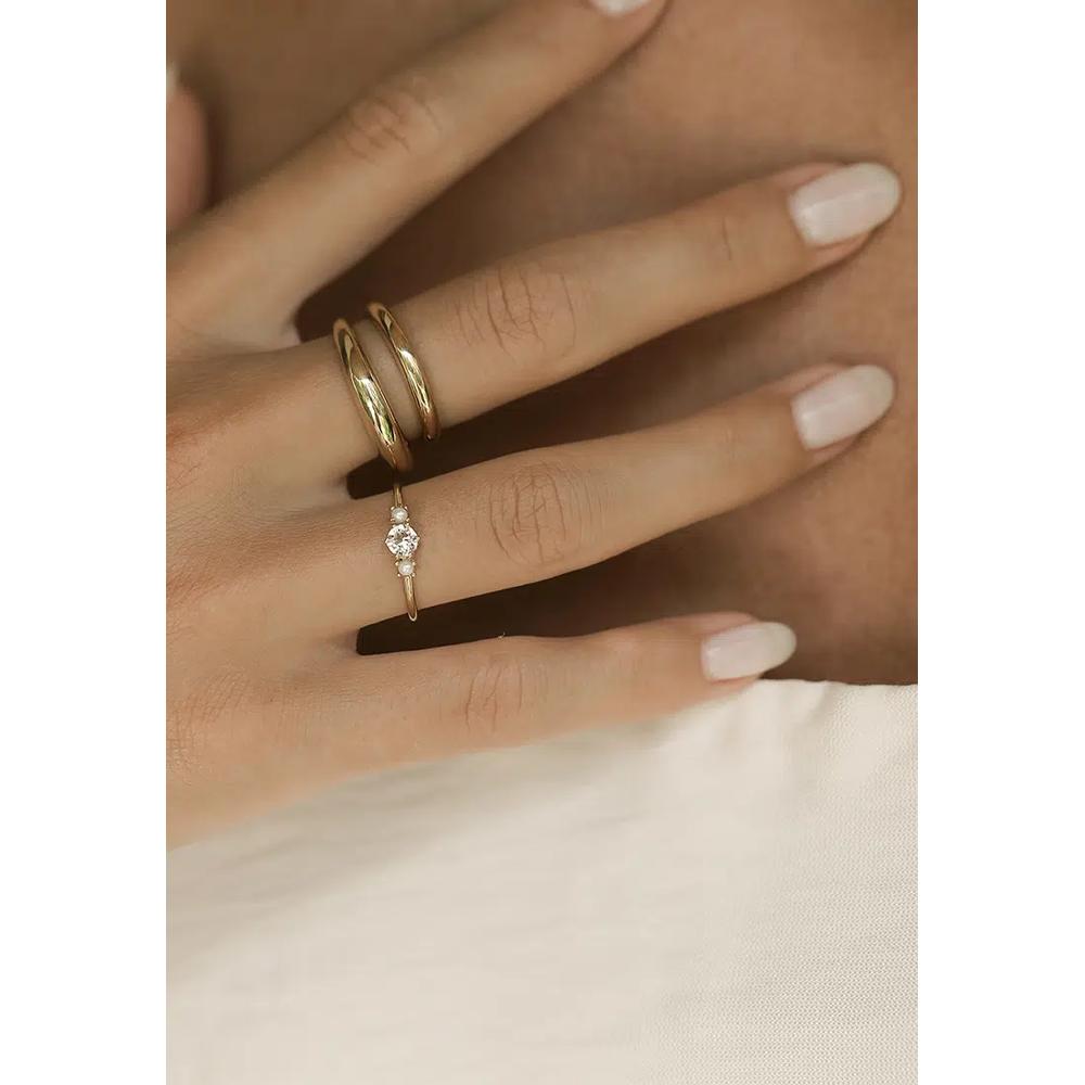 Кольцо Swarovski® с кристаллом и жемчугом – серебро с позолотой 2