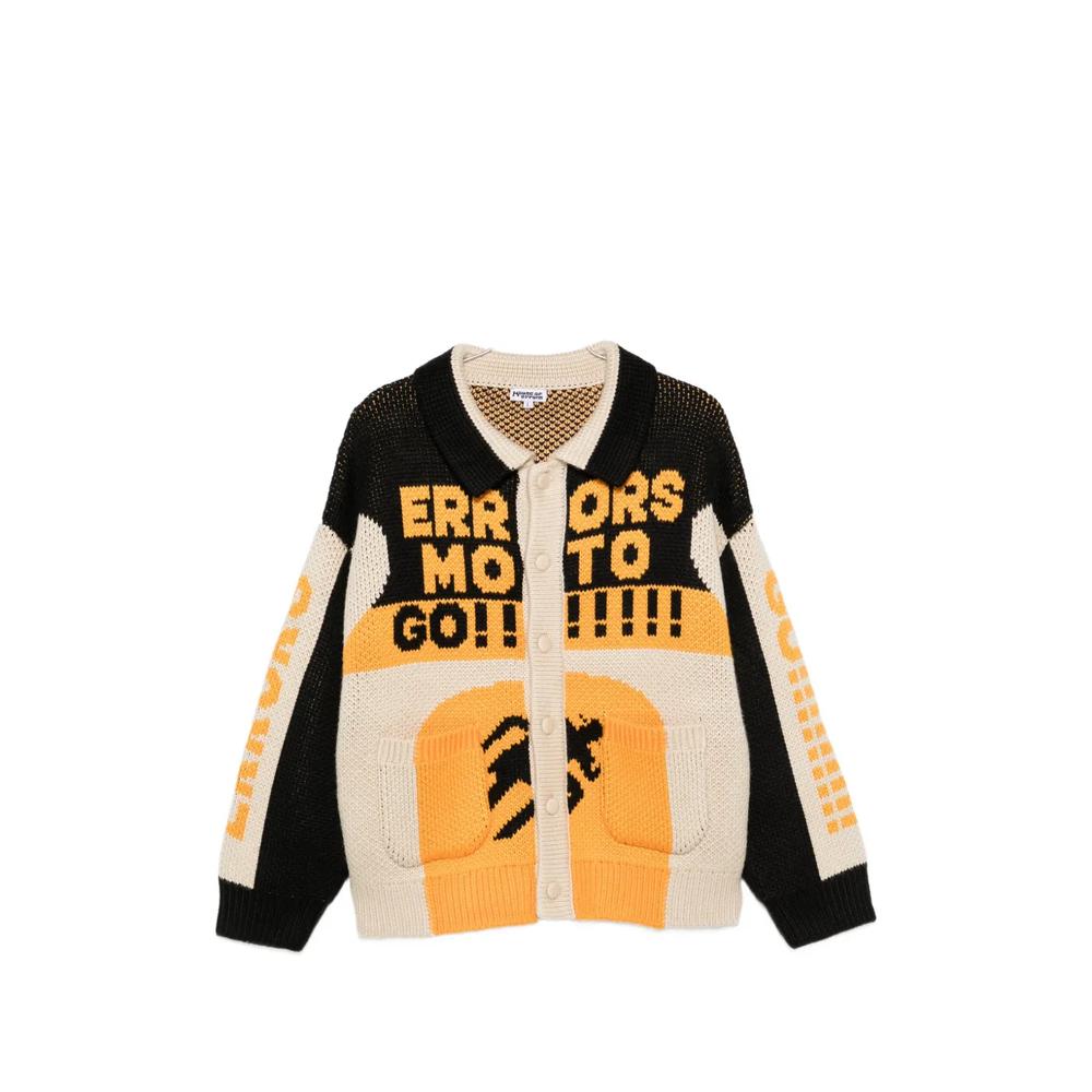 logo-intarsia knitted cardigan 1