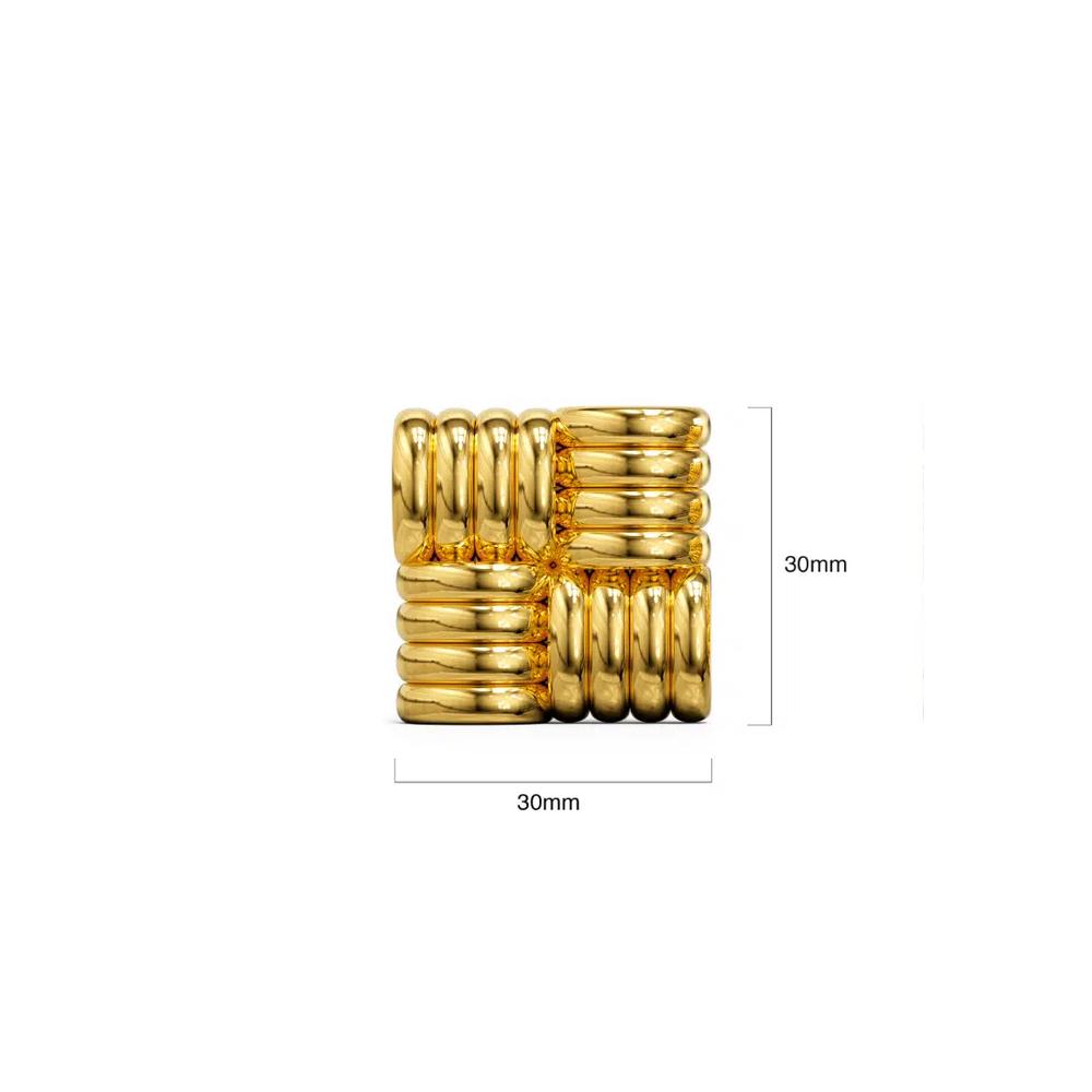 Многослойные серьги-гвоздики Ridged Square Gold 3