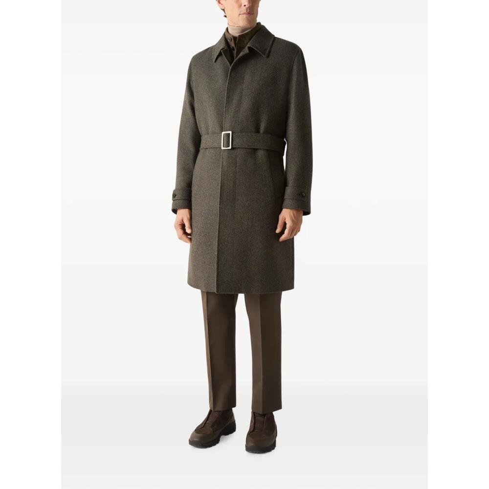 dark olive green and dark grey Oasi Cashmere trench coat 3