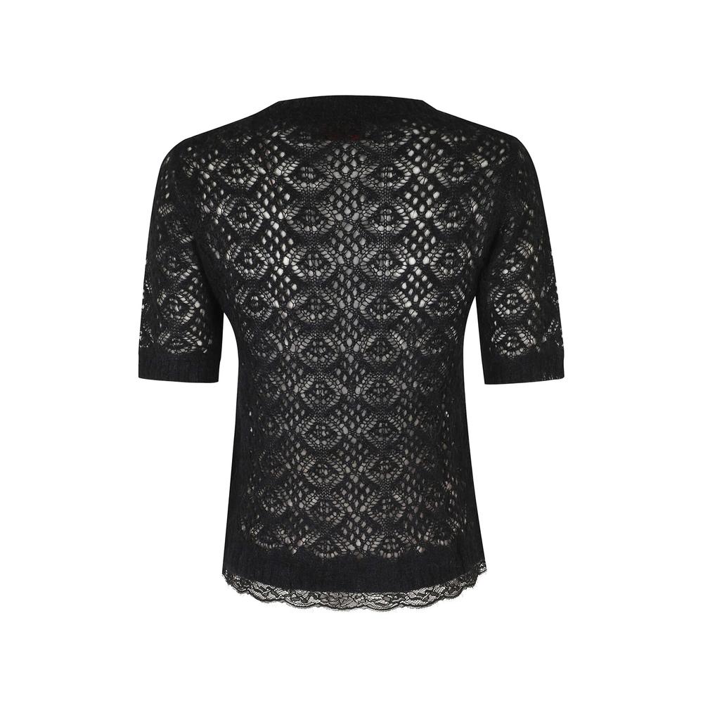 lace-knit short-sleeve blouse 2