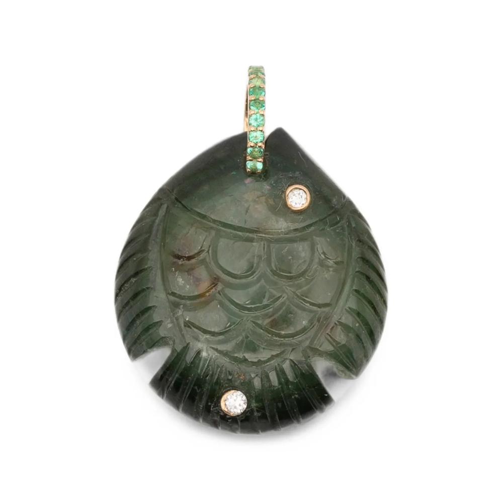 tourmaline and diamond fish pendant 1