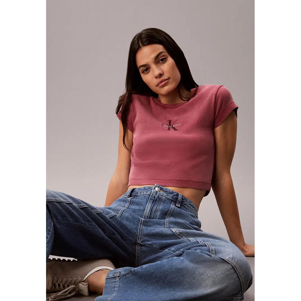 Футболка Baby Fit с логотипом и ребристой текстурой - Calvin Klein Jeans 4