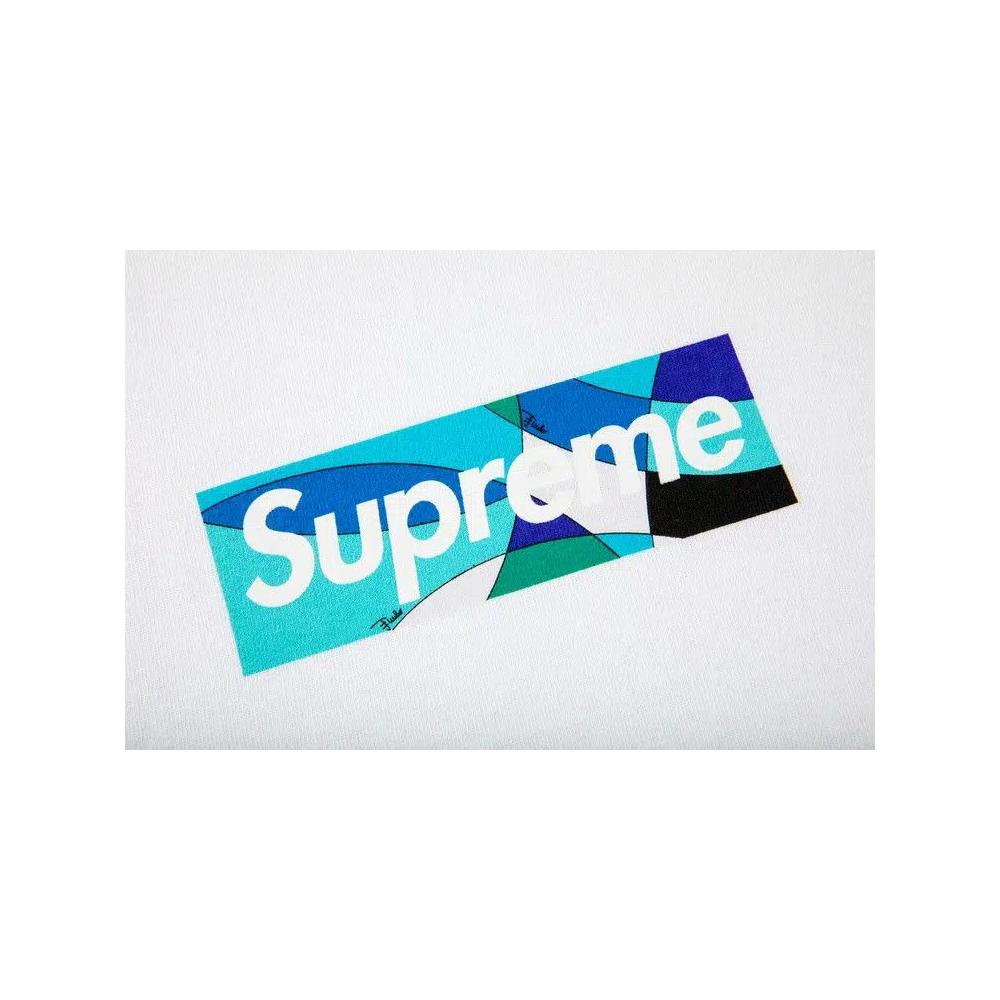 Футболки Supreme x Emilio Pucci Box Logo Tee 'White/Blue' 2