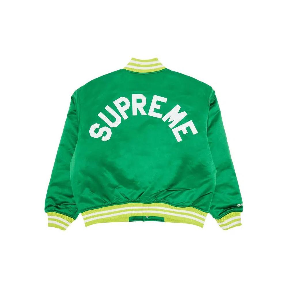 Варсити-куртки Supreme x Mitchell & Ness Satin Varsity Jacket 'Green' 1