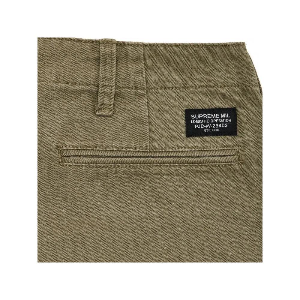 Брюки Supreme Washed Herringbone Chino Pant 'Olive' 3