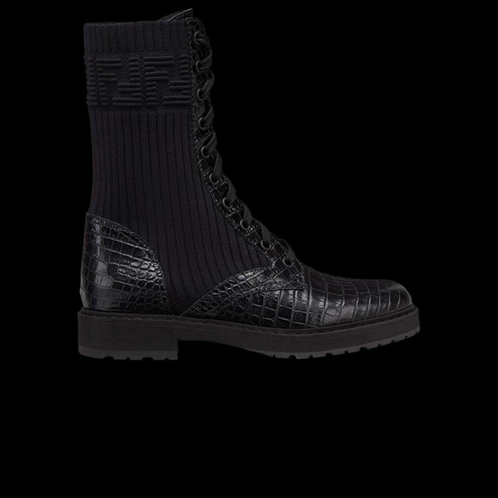 Ботинки Fendi Wmns FF Rockoko Biker Boot 'Black Croc' 1