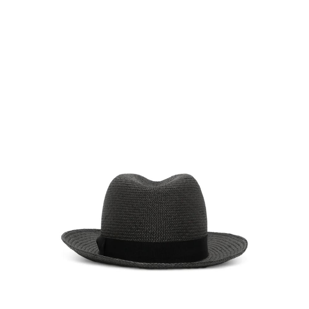 Плетеная шляпа-федора с лентой 2