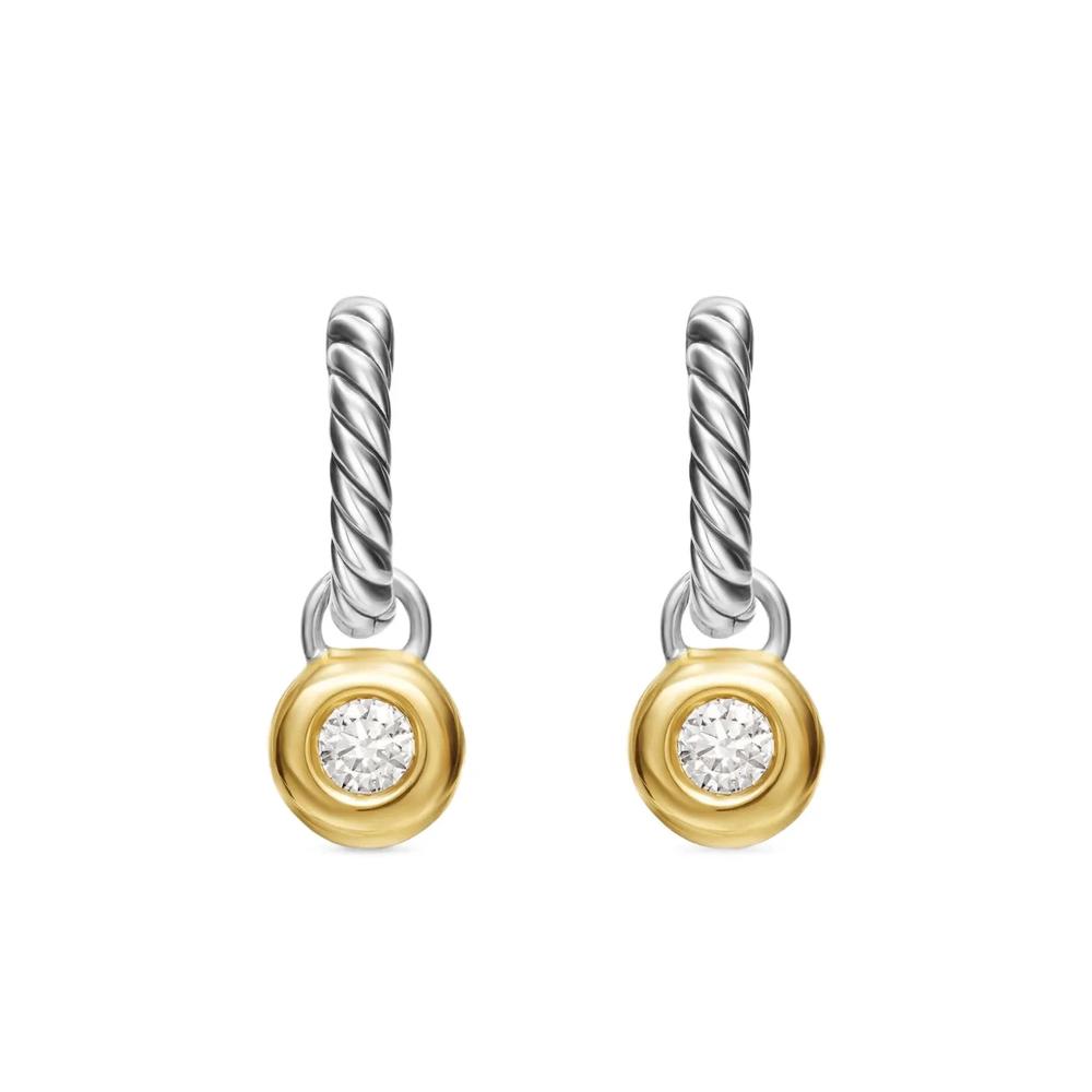 Серьги Petite Cable из желтого золота и серебра с бриллиантами (17.5 мм) 1