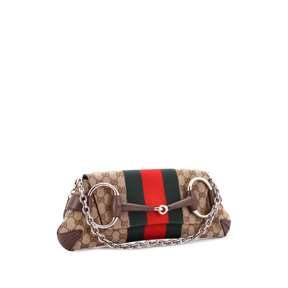 Маленькая сумка на плечо Horsebit NM Web Chain Clutch GG Canvas 2