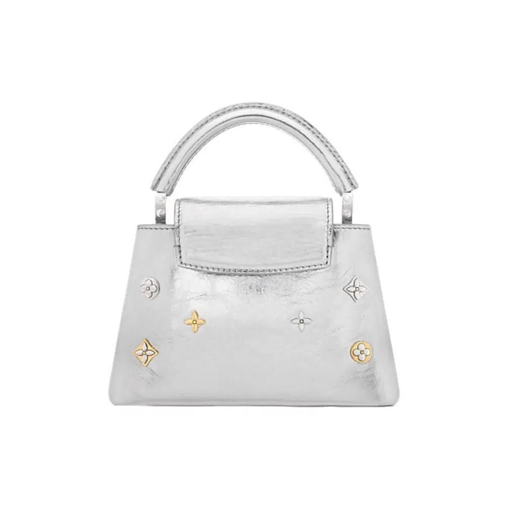 Ручки сверху Louis Vuitton Capucines Mini 'Серебряная телячья кожа' 2