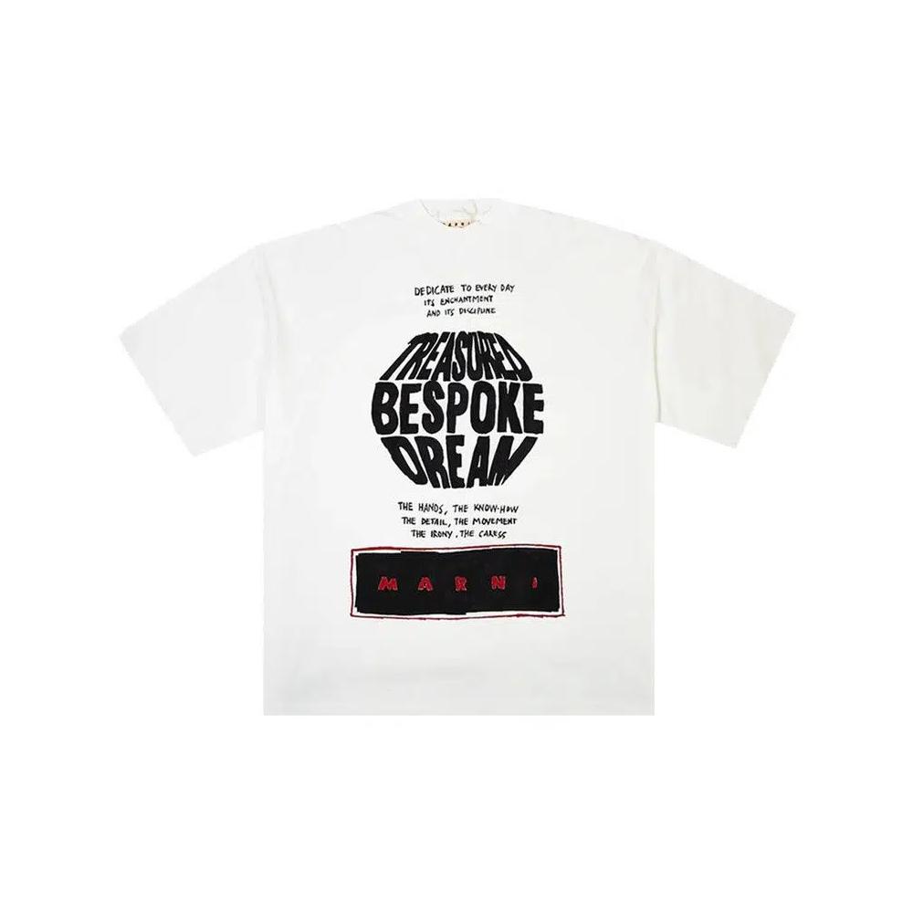 Футболки Marni Slogan Print T-Shirt 'Ivory' 1