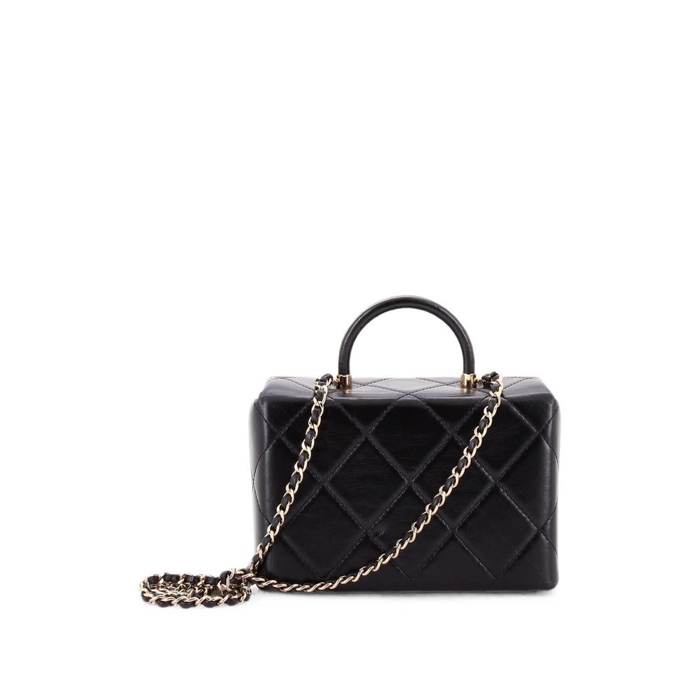 CC Top Handle Flap Vanity Case Quilted Shiny Aged Calfskin Small satchel 2