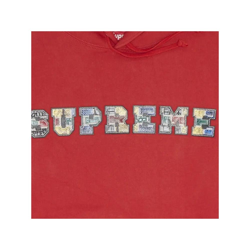 Худи Supreme Collegiate Patchwork Leather Hooded Sweatshirt «Burnt Red» 2