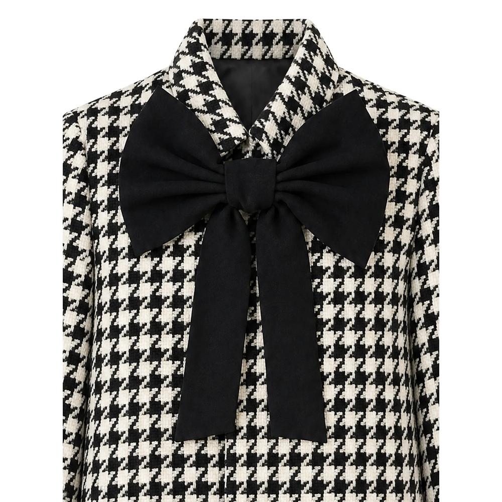 Philippa houndstooth-pattern bow-detail cape 2