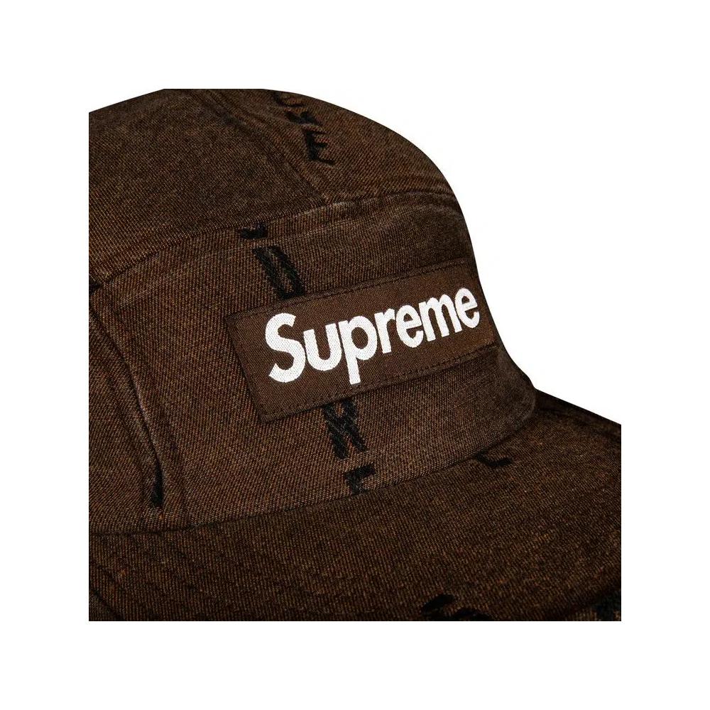 Кепки Supreme Logo Stripe Jacquard Denim Camp Cap 'Brown' 3