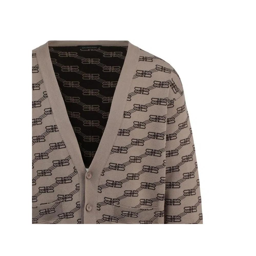 Кардиганы Balenciaga Logo Intarsia Knit Cardigan 'Бежевый' 3
