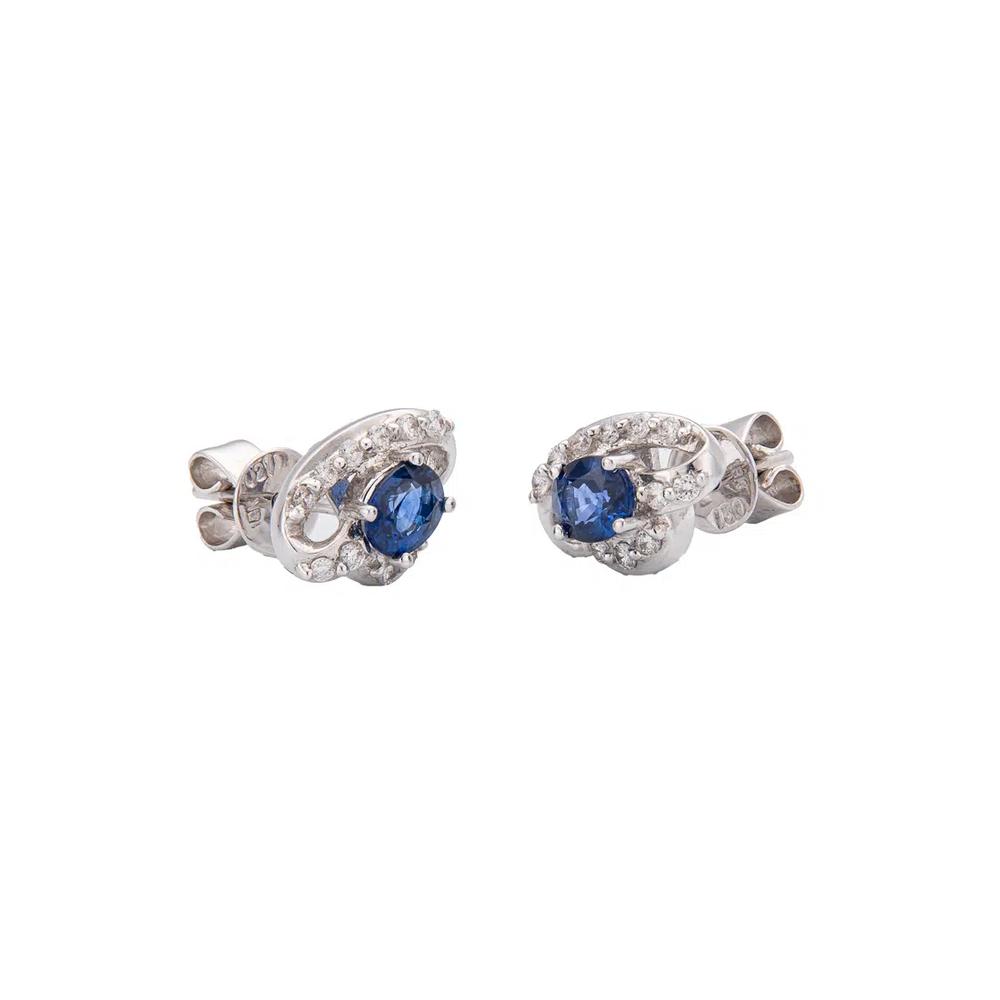 LITZ серьги с сапфиром и бриллиантом из белого золота 18K XK-SE0423 2