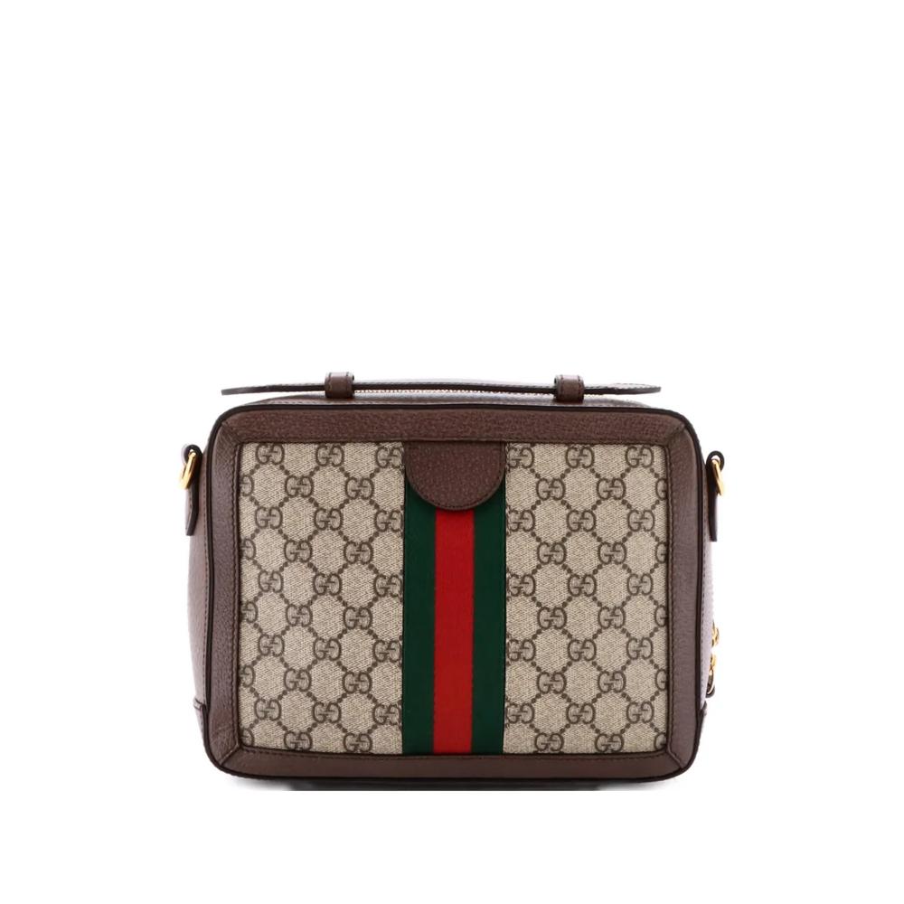 Маленькая сумка на плечо Ophidia Zip Around Camera Bag из канваса с узором GG 2