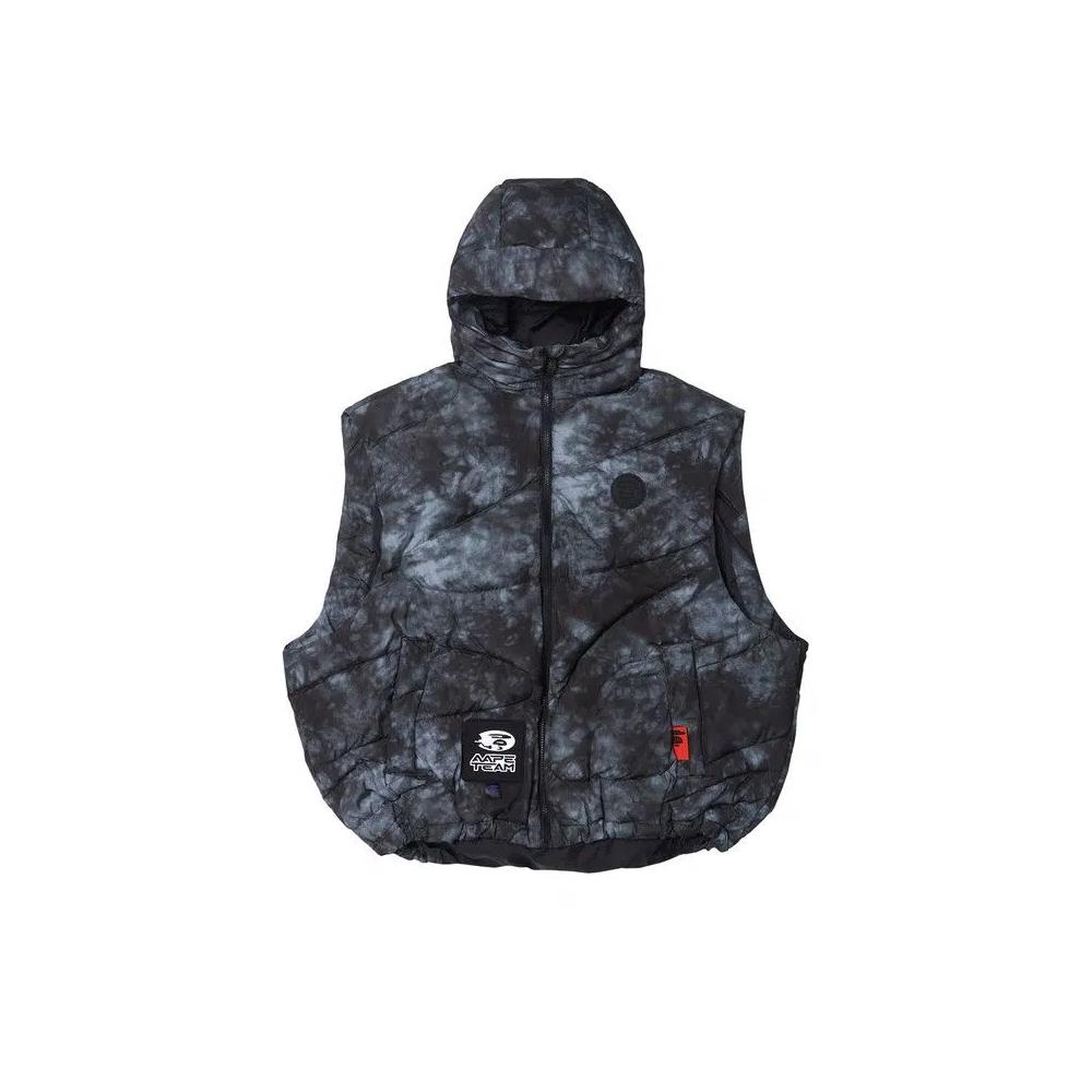 Жилеты AAPE Moonface Patch Tie-Dye Down Vest 'Черный/Светлый' 1