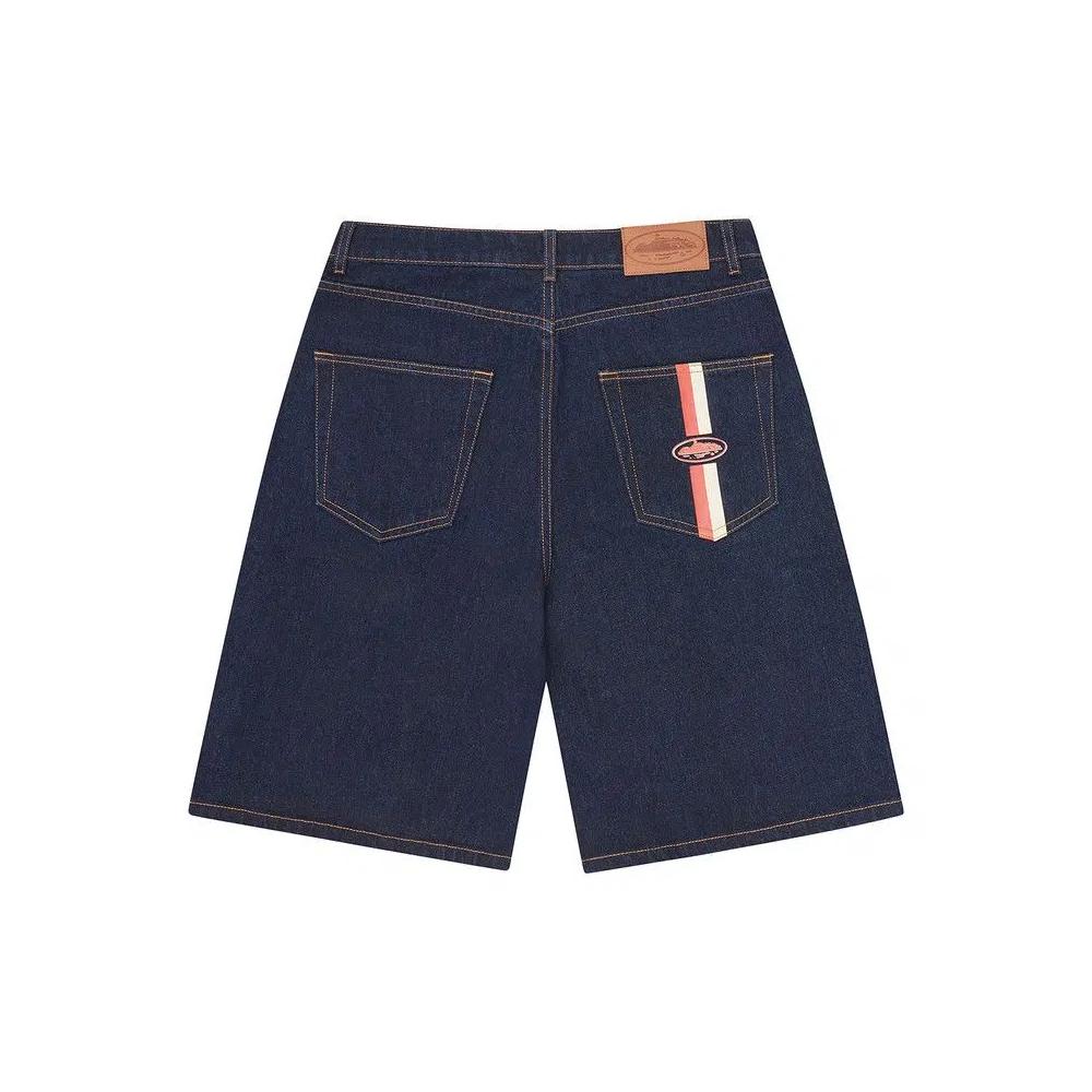 Низ Corteiz Dual Stripe Denim Short 'Вымытый индиго' 2
