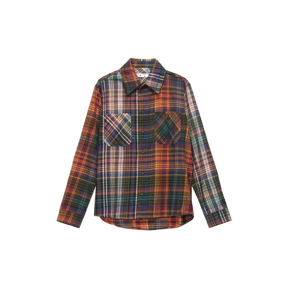 Фланелевые рубашки Off-White Stencil Flannel Check Shirt 'Orange/Black' 1