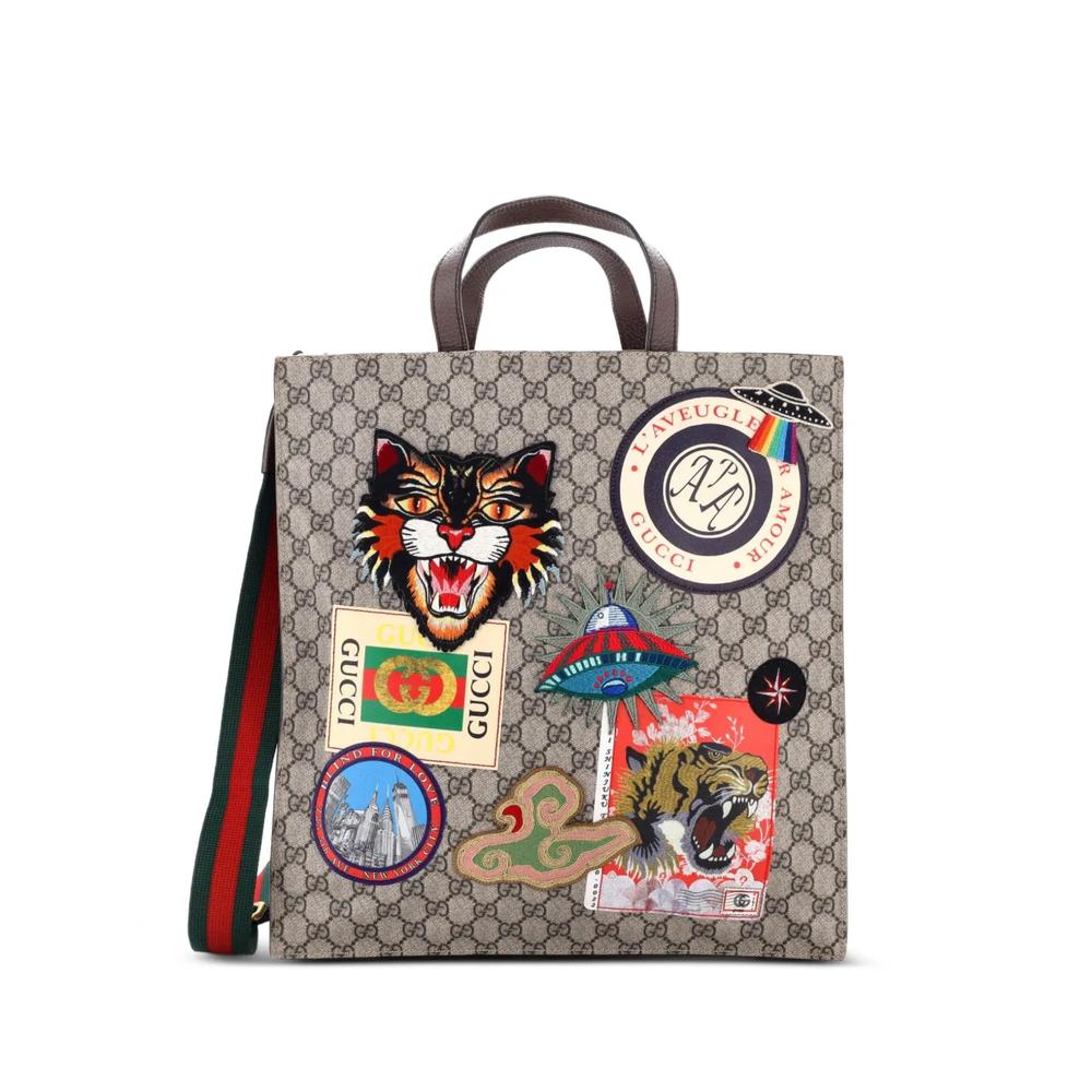 Сумка-тоут Courrier Convertible Soft Open GG Coated Canvas with Applique North South 1