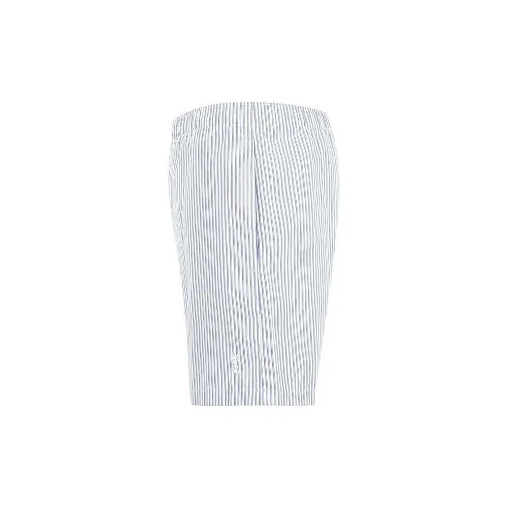 Шорты Saint Laurent Striped Cotton Poplin Shorts 'Craie Noir/Bleu' 3