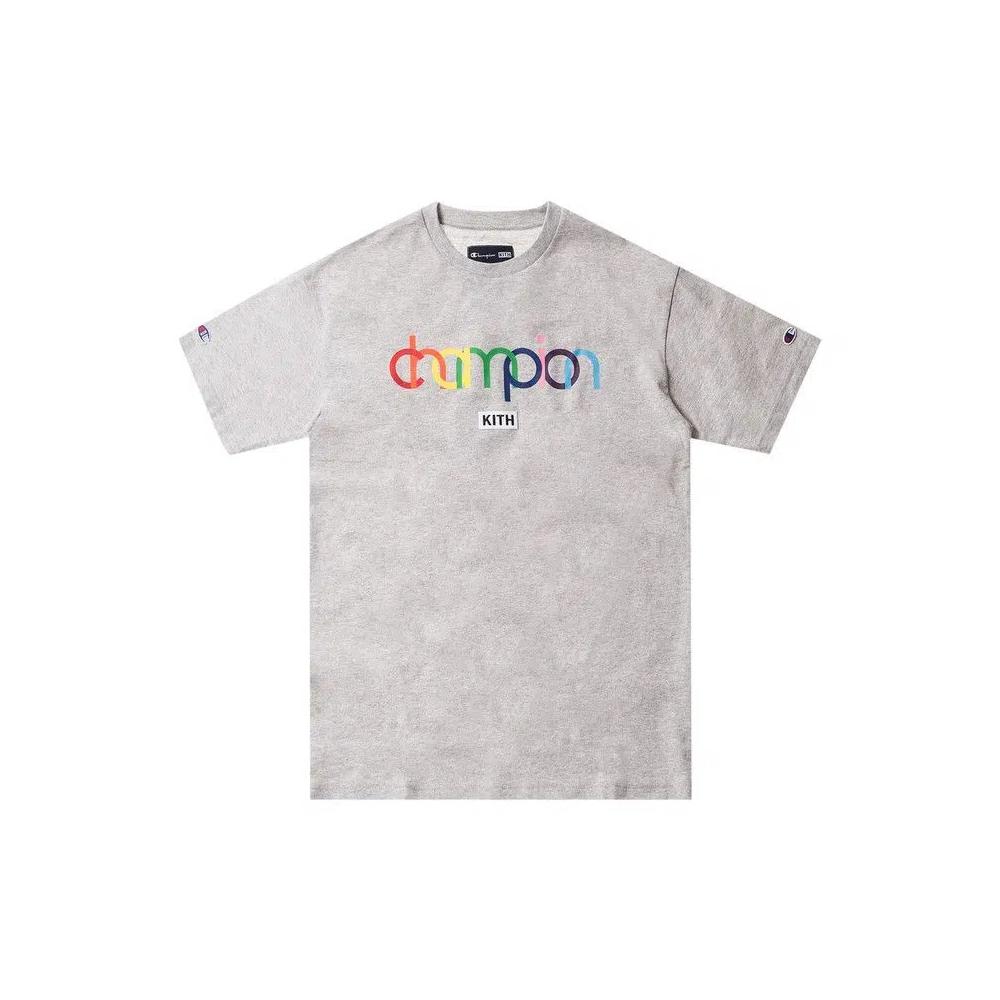 Футболки Kith x Champion Double Logo Tee 'Heather Grey' 1