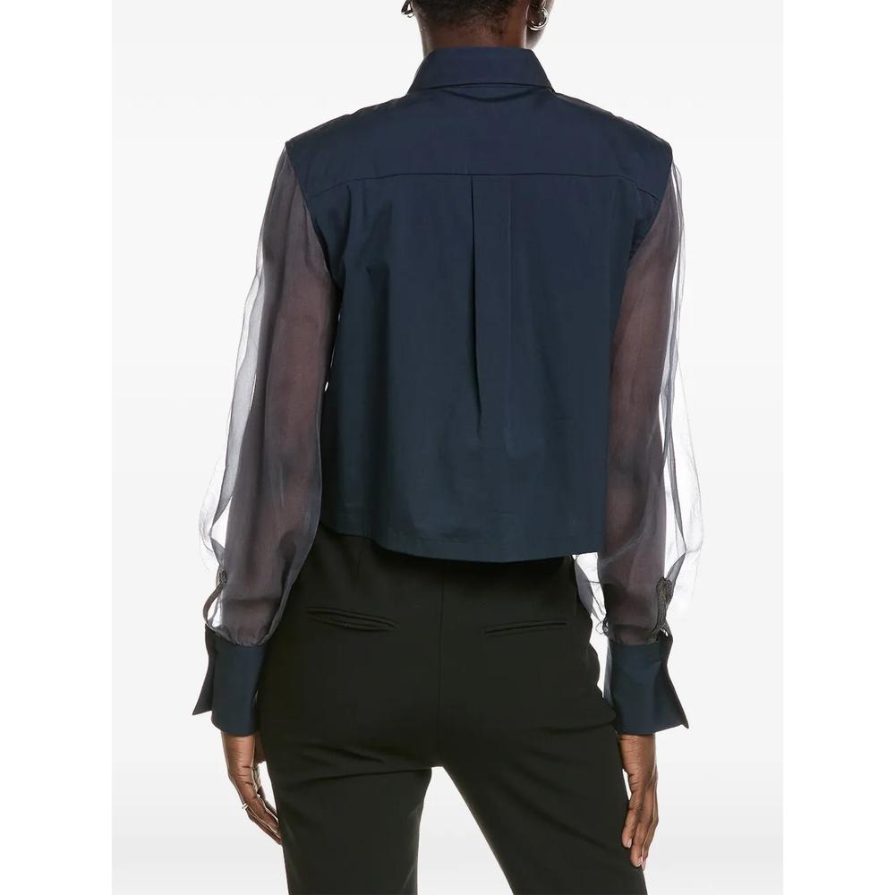 sheer-sleeve cropped shirt 2