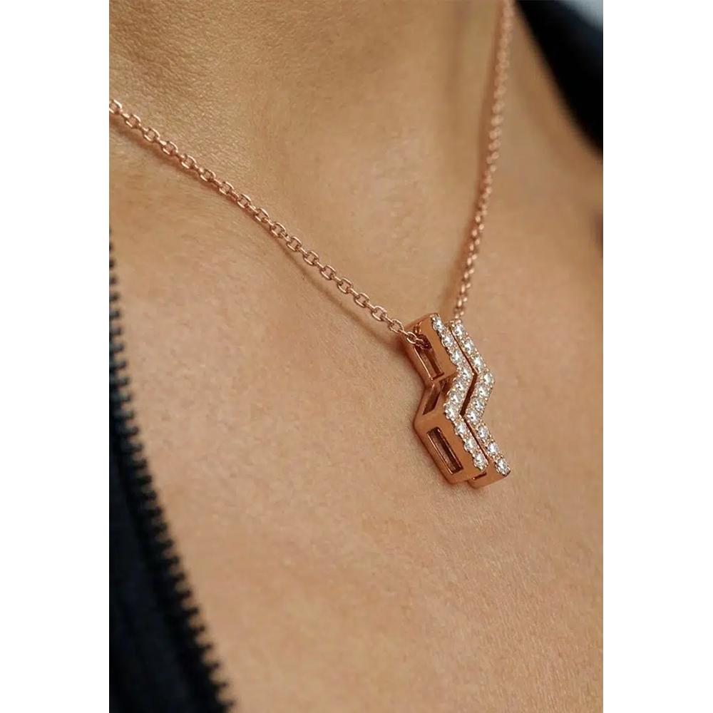 Кулон-зигзаг на цепочке в розовом золоте с кристаллами Swarovski 5
