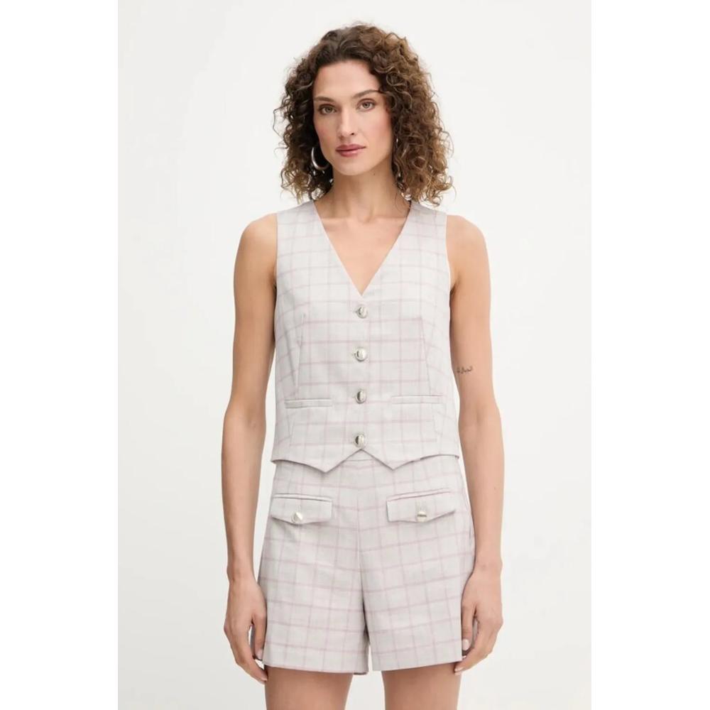 checked V-neck vest 1