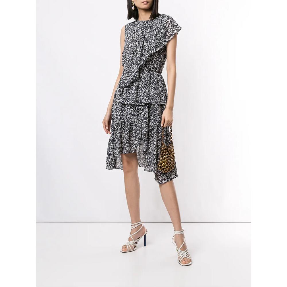 Платье асимметричного кроя с цветочным принтом и оборками 2