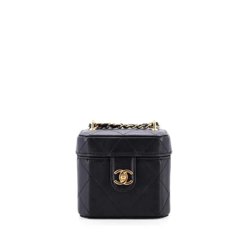 Стеганая мини-сумка через плечо CC Turnlock Box Vanity Case с цепочкой 1