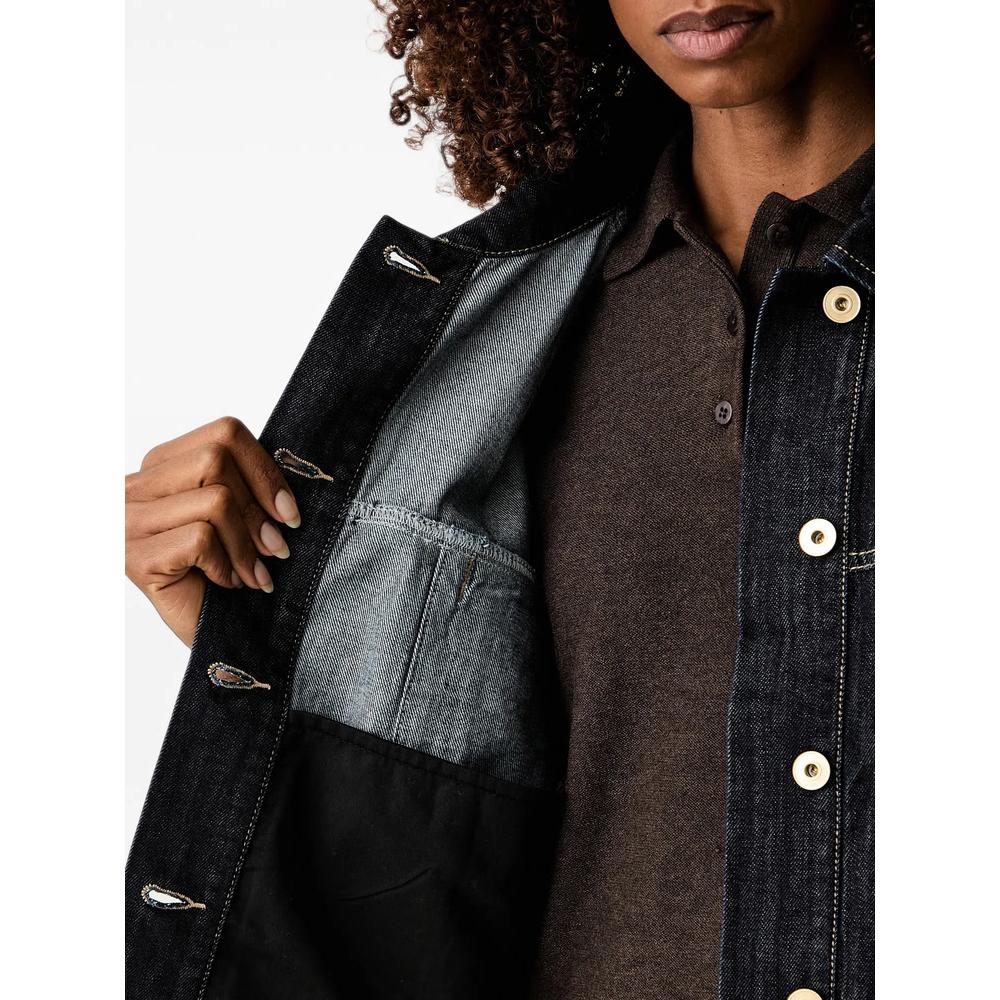 contrast-stitch raw-edge denim jacket 5