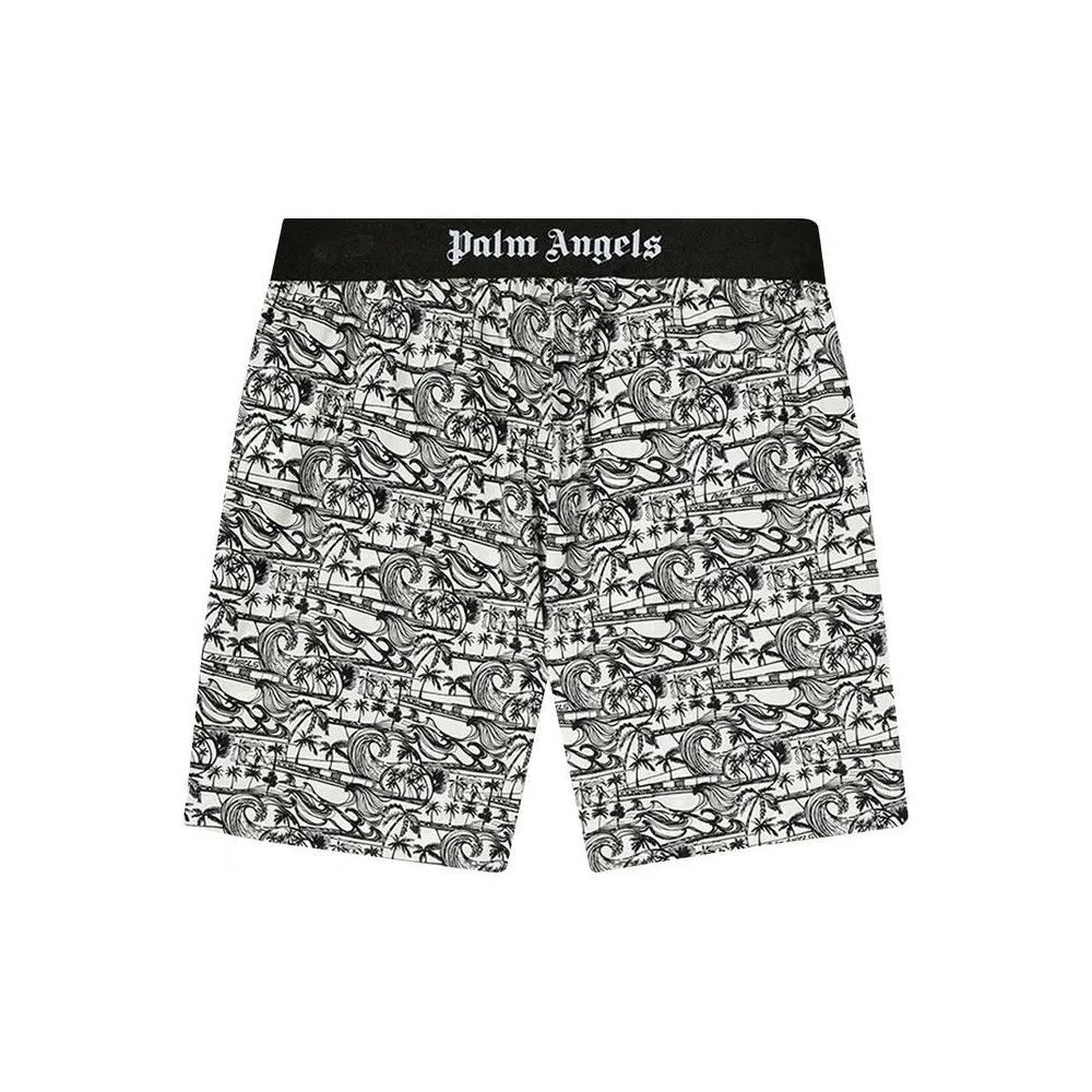 Palm Angels Waves Easy Shorts 'Белый/Черный' 1