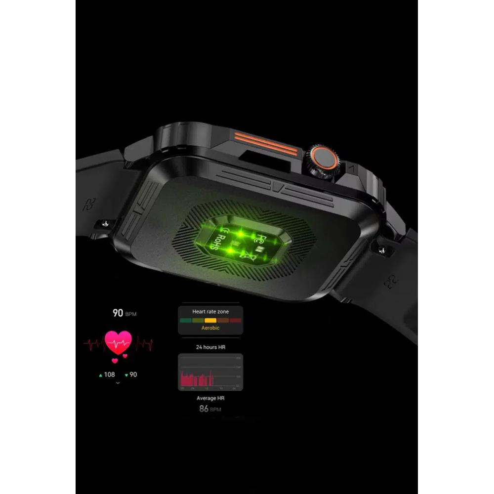 Унисекс IOS/Android IP Black SmartWatch с черным резиновым ремешком 5