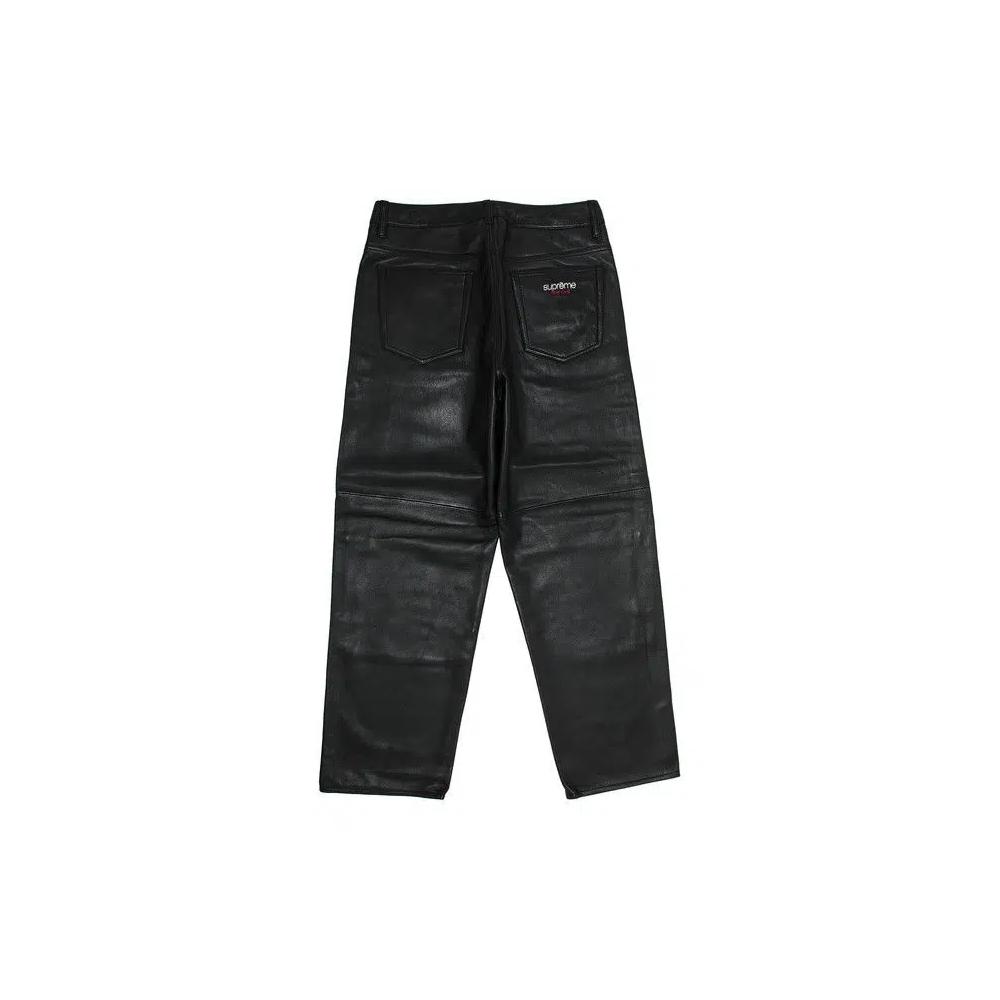 Джинсы Supreme Leather Baggy 5-Pocket 'Черный' 2