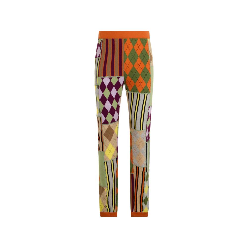 patchwork intarsia-knit trousers 1