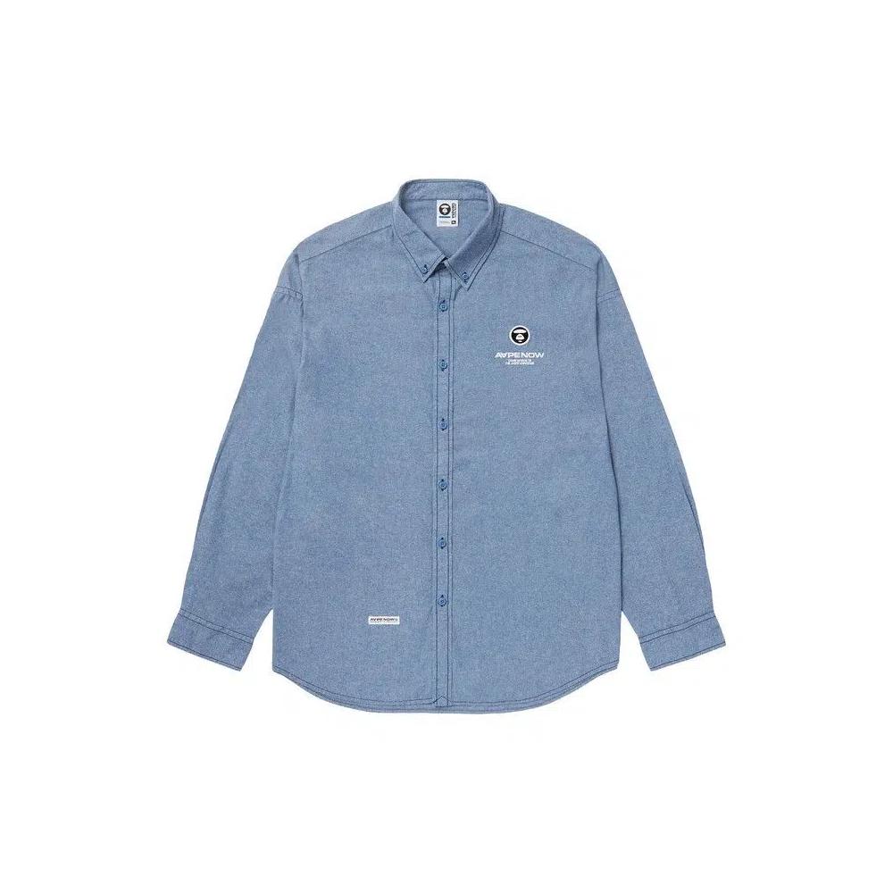 Рубашки на пуговицах AAPE Moonface Patch Button-Down Shirt 'Blue' 1