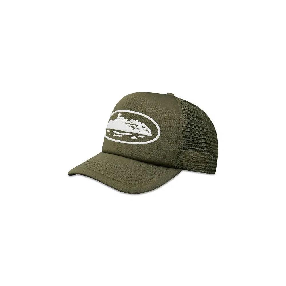 Кепки Corteiz Island Puff Print Trucker Hat «Olive» 1