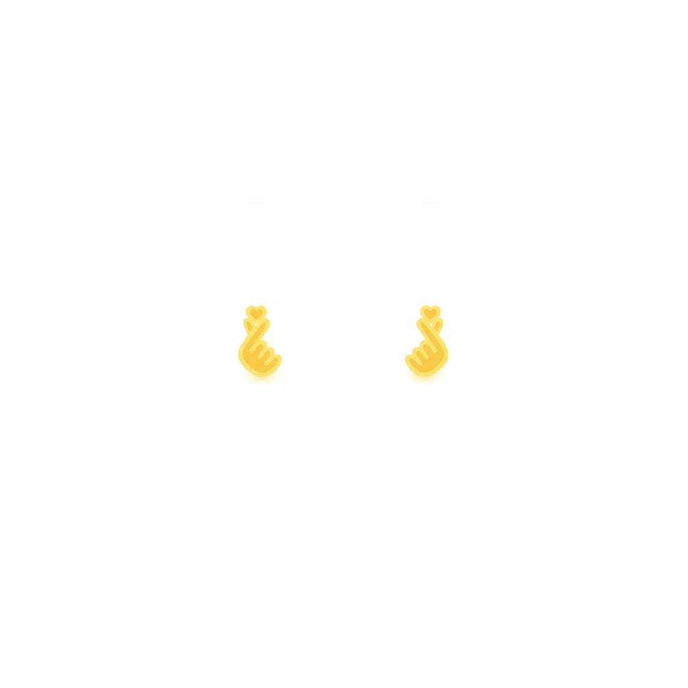5G Gold Collection 916/22K Золотые серьги-кольца с пальцем в форме сердца S003 1