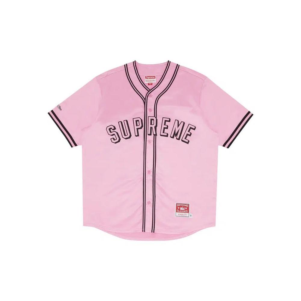 Джерси Supreme x Mitchell & Ness Satin Baseball Jersey 'Pink' 1