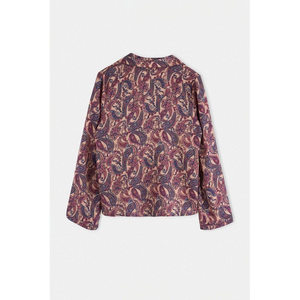 Многоцветная oversize рубашка из атласа с шалью и узором 8